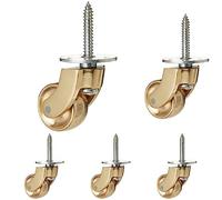 Merriway® BH01574 Brass Castor Caster Wheel, Screw In Type - Polished Solid Brass, 30mm Wheel (Pack of 5)