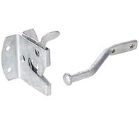 Merriway BH01806 Heavy Duty Steel Gravity Gate Latch Kit-Galvanised, Rustproof, Silver Tone , Grey