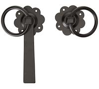 Merriway BH01807 Gate Door Latch Smooth Ring, 150mm (6 inch) -Black Japanned