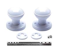 Merriway® BH01832 Plastic Mortice Cupboard Cabinet Door Knob Set - White