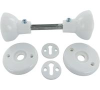 Merriway® BH01832 White Mortice Door Knob Set - Cupboard, Cabinet & Utility Door Handles for Interior & Exterior Use (40mm-80mm Doors)