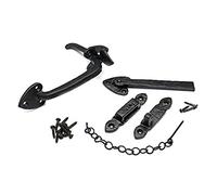 Merriway BH01858 Thumb Door Latch Fluer- De-Lys Black Antique -1 Pcs