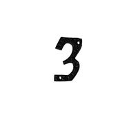 Merriway BH01863 Black Antique Style Screw-On House Flat Gate Post Numeral 75 mm (3 Inch) Number 3