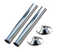 Merriway BH01943 (4 Pcs) Radsnap Plastic Pipe Protectors and Pipe Roses To Fit 15mm Pipe, Chrome Plated 200mm - Pack of 2 x Radsnaps and 2 x Pipe Roses