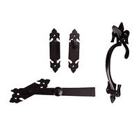 Merriway BH02025 Antique Fleur-de-Lys Design Suffolk Cupboard Door Thumb Latch - Black