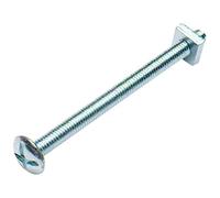 Merriway BH02161 (10 Pcs) Cross Slotted Truss Head Roofing Bolts with Nuts M6 x 45 mm, Bright Zinc Plated - Pack of 10 Pieces