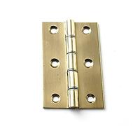 Merriway BH02209 Double Steel Washered Hinge, 75mm (3 inch) - Polished Brass, Pack of 2