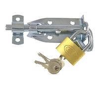 Merriway BH02462 Heavy Duty Padbolt Bright Finish 100mm & Padlock, Zinc Plated, 100 mm