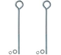 Merriway BH02816 (2 Pcs) Eye Bolts with Nuts and Washers, Bright Zinc Plated M8 x 200mm - Pack of 2 Pieces