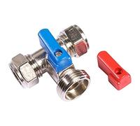 Merriway BH02906 Washing Machine Valve and Tee Handle, Silver, 15mm x 3/4-inch BSP