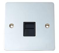 Merriway BH02971 Flat Telephone Slave Socket - Chromed with Black Insert