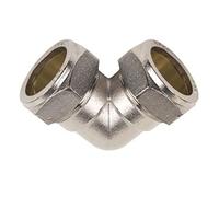 Merriway BH03152 Compression Fitting Brass 90 Degree Elbow, 15mm - Chrome Plated