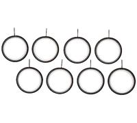 Merriway BH03204 (8 Pcs) Silent Running Metal Curtain Drapery Pole Rod Rings with Fixed Eye, Inner Diameter 32mm (1.1/4 inch) Outer Diameter 42mm (1.5/8 inch) Black - Pack of 8 Pieces