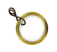 Merriway BH03207 (8 Pcs) Silent Running Metal Curtain Drapery Pole Rod Rings with Loose Eye, Inner Diameter 23mm (7/8 inch) Outer Diameter 32mm (1.1/4 inch) Antique Brass - Pack of 8 Pieces