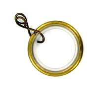 Merriway BH03211 (8 Pcs) Silent Running Metal Curtain Drapery Pole Rod Rings with Loose Eye, Inner Diameter 32mm (1.1/4 inch) Outer Diameter 42mm (1.5/8 inch) Antique Brass - Pack of 8 Pieces