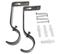 Merriway BH03239 (2 Pcs) Curtain Drapery Rod Rail Pole Wall Support Bracket with Antique Brass Finish for up to 28mm (1.1/8 inch) Diameter - Pack of 2 Pieces