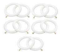 Merriway BH03281 Wooden Curtain Drapery Pole Rod Rings with Screw Eye, Inner Dia. 45mm (1.15/16 inch) Outer Dia. 70mm (2.3/4 inch) - White, Pack of 10