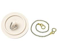 Merriway BH03433 38mm (1.1/2 inch) White Basin Plug Stopper with 300mm (12 inch)Polished Brass Ball Chain