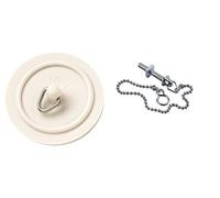Merriway BH03435 38mm (1.1/2 inch) White Basin Plug With 300mm (12 inch) Polished Chrome Ball Chain and Stay