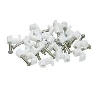 Merriway BH03594 (100 Pcs) Flat Cable Clip Twin And Earth, White 1 mm - Pack of 100 Pieces