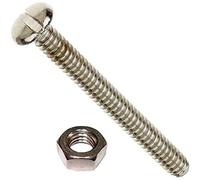 Merriway BH03615 (10 Pcs) Slotted Pan Head Machine Screws with Nuts, M6 x 40 mm (1/4 Inch x 1.1/2 Inch), Bright Zinc Plated - Pack of 10 Pieces