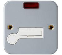 Merriway BH03700 Unswitched Metal Clad Fused Spur with Neon Indicator , Grey