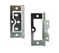 Merriway BH03828 (2 Pcs) Bright Zinc Plated Flush Hinge, 75 mm (3 inch) - Pack of 2 Pieces