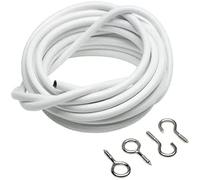 Merriway BH03842 Plastic Coated Curtain Wire with 2 Each Hooks and Eyes, 120 cm (48 inch), White