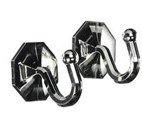 Merriway BH03858 (2 Pcs) Curtain Drapery Tie Back Hold Back Hooks Self Adhesive Chromed Plastic, 35 x 40 mm - Pack of 2 Pieces, Silver Tone