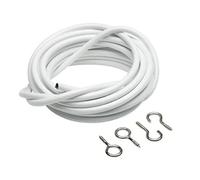 Merriway BH03874 Plastic Coated Curtain Wire with 2 Each Hooks and Eyes, 500 cm (200 inch) , White