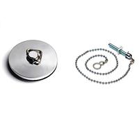 Merriway BH03916 45mm 1.3/4 inch Chrome Plated Metal Bath Basin Shower Plug Stopper with 450mm 18-inch Polished Chrome Ball Chain and Stay