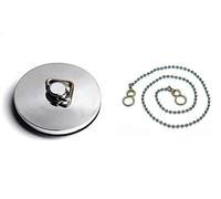 Merriway BH03917 45mm 1.3/4 inch Chrome Plated Metal Bath Basin Shower Plug Stopper with 450mm 18-inch Polished Chrome Ball Chain and S-Hook