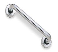 Merriway BH03939 Round Pull Handle with Roses Concealed Fix 300mm 12 inch - Polished Aluminium , Grey