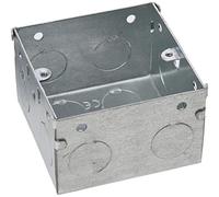 Merriway BH04061 47mm (1.7/8 inch) Depth Single 1-Gang Metal Flush Mount Back Pattress Box , Grey