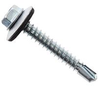 Merriway BH04081 (100 Pcs) Self Drill Hex Head Hardened Roofing Screw with Bonded Rubber Washer, 5.5 x 38 mm (#9 x 1.1/2 Inch) BZP - Pack of 100 Pieces, Bright Zinc Plated