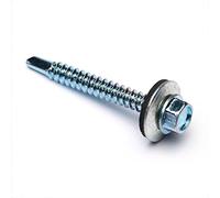 Merriway BH04082 (20 Pcs) Self Drill Hex Head Hardened Roofing Screw with Bonded Rubber Washer, 5.5 x 38mm (#9x 1.1/2 inch ) BZP - Pack of 20 Pieces