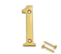 Merriway BH04227 Polished and Lacquered Solid Brass Screw-On House Flat Gate Post Numeral 75 mm (3 Inch) Number 1