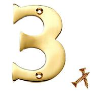 Merriway BH04229 Solid Brass Number Polished and Lacquered Number 3, 75 mm, 3 inch