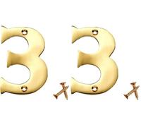 Merriway BH04229 Solid Brass Number Polished and Lacquered Number 3, 75 mm, 3 inch (Pack of 2)
