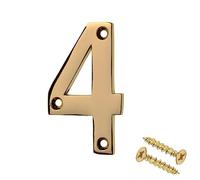 Merriway BH04230 Solid Brass Number Polished and Lacquered Number 4, 75 mm, 3 inch