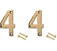 Merriway BH04230 Solid Brass Number Polished and Lacquered Number 4, 75 mm, 3 inch (Pack of 2)