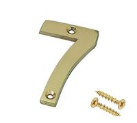 Merriway BH04233 Polished and Lacquered Solid Brass Screw-On House Flat Gate Post Numeral 75 mm (3 Inch) Number 7