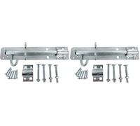 Merriway BH04255 2 A Brenton Type Heavy Duty Galvanised Rust Proof Padbolt Including Fittings, 200 mm, 8 inch, Silver (Pack of 2)