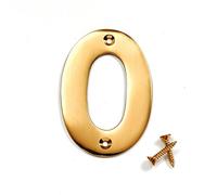 Merriway BH04267 Solid Brass Polished and Lacquered Numeral Number 0, 50 mm, 2 inch