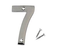 Merriway BH04334 Polished Chrome Screw-On House Flat Gate Post Numeral 75 mm (3 Inch) Number 7
