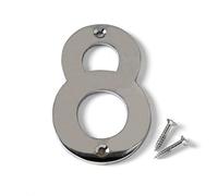 Merriway BH04335 Polished Chrome Screw-On House Flat Gate Post Numeral 75 mm (3 Inch) Number 8
