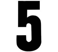 Merriway BH04433 Vinyl Stick on Wheelie Bin Box Crate Numbers, 50 mm (2 Inch) Number 5 - Black, Pack of 4