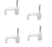 Merriway BH04441 (100 Pcs) Twin Shotgun White Cable Clips for WF65/CT63 Coaxial Phone, Ethernet and Internet Satellite Television Cable, 10 mm - Pack of 100 Pieces