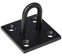 Merriway BH04490 8mm Heavy Duty Steel Staple on Plate for Chain etc, 50x50mm - Black Steel