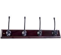 Merriway BH04662 Ball End Hat & Coat Hooks x 4 Black on Antique Wood